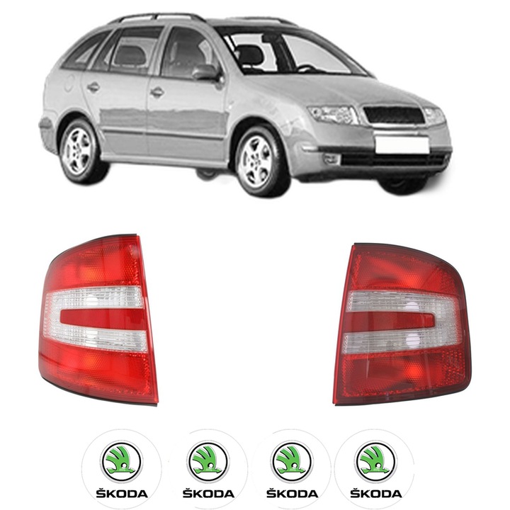 Set Stopuri Spate Stanga Dreapta SKODA FABIA I Combi (6Y5) din 2000-2007, Auto, TYC, 4x Stickere auto cu SKODA