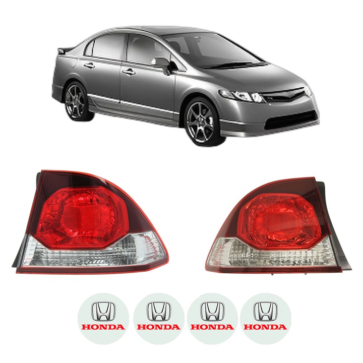 Set Stopuri Spate Stanga Dreapta HONDA CIVIC VIII Saloon (FD, FA) din 2005-2013, Auto, DEPO, 4x Stickere auto cu HONDA