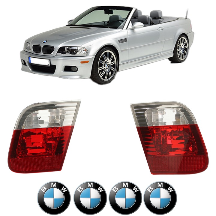 Set Stopuri Spate Stanga Dreapta BMW Seria 3 Convertible (E46) din 2000-2007, Auto, DEPO, 4x Stickere auto cu BMW