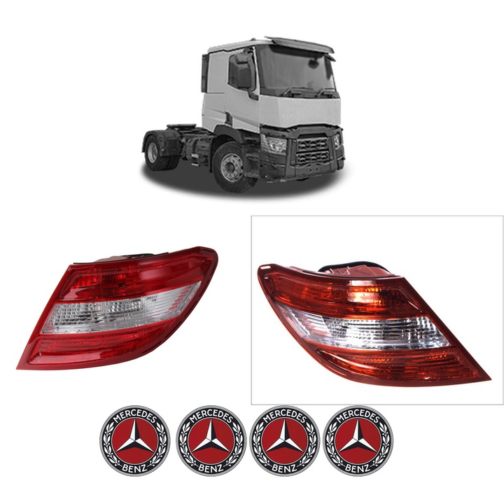 Set Stopuri Spate Stanga Dreapta MERCEDES-BENZ C din 1993-2021, Auto, DEPO, 4x Stickere auto cu MERCEDES-BENZ