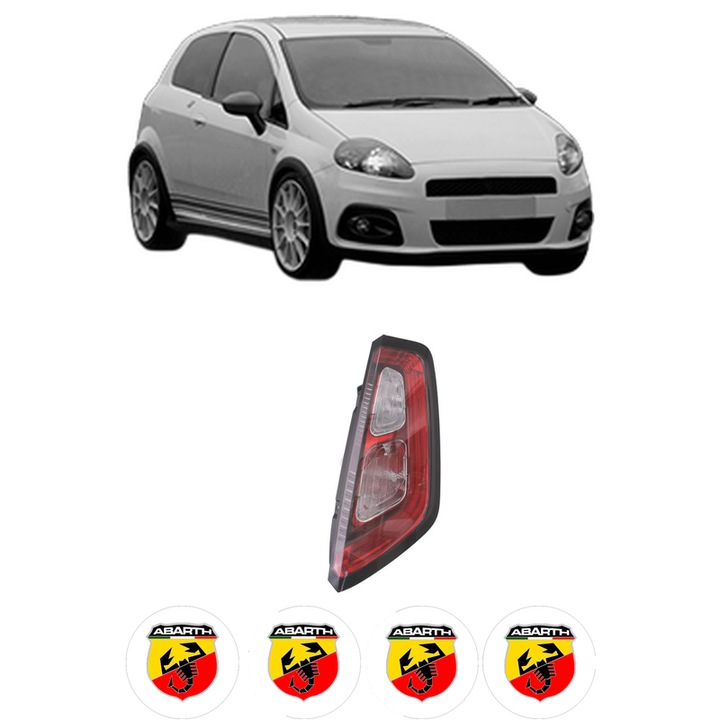 Lampa Stop Spate Dreapta ABARTH PUNTO din 1999-2018, Auto, DEPO, 4x Stickere auto cu ABARTH