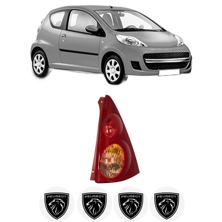 Lampa Stop Spate Dreapta PEUGEOT 107 (PM_, PN_) din 2005-2014, Auto, TYC, 4x Stickere auto cu PEUGEOT