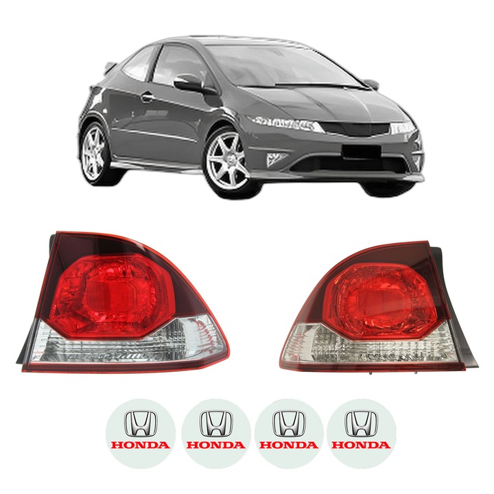 Set Stopuri Spate Stanga Dreapta HONDA CIVIC VIII Hatchback (FN, FK) din 2005-2012, Auto, DEPO, 4x Stickere auto cu HONDA