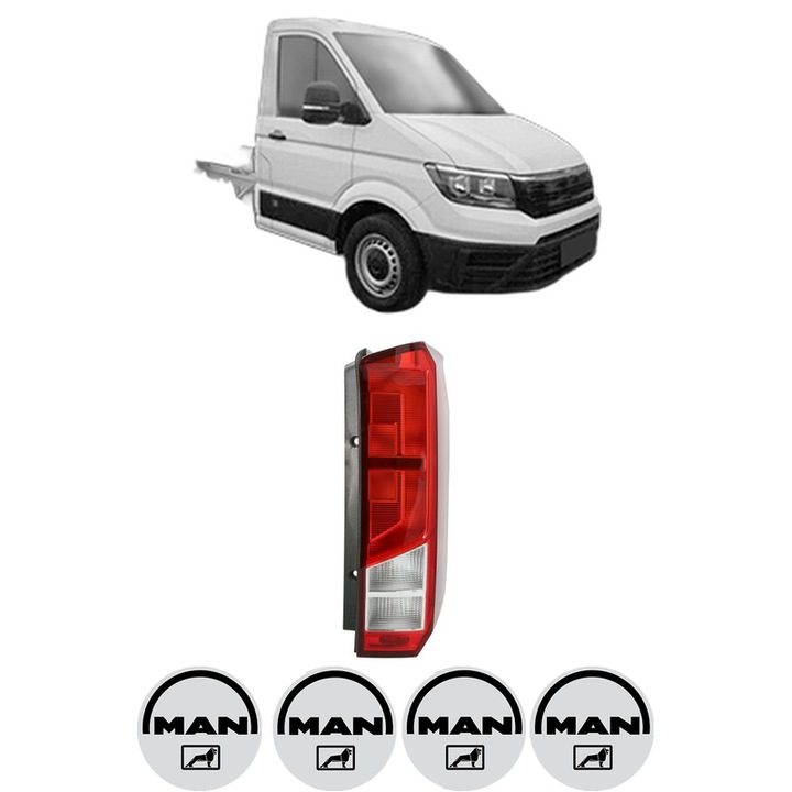 Lampa Stop Spate Dreapta MAN TGE Platform/Chassis (UZ_) din 2016-2024, Auto, TYC, 4x Stickere auto cu MAN