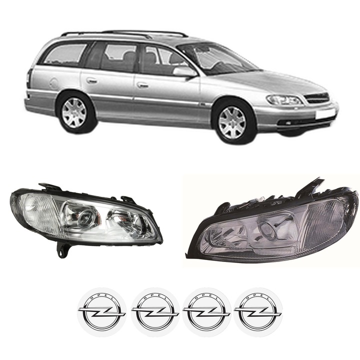 Set Faruri Stanga Dreapta Fata OPEL OMEGA B Estate (V94) din 1994-2003, Auto, DEPO, 4x Stickere auto cu OPEL