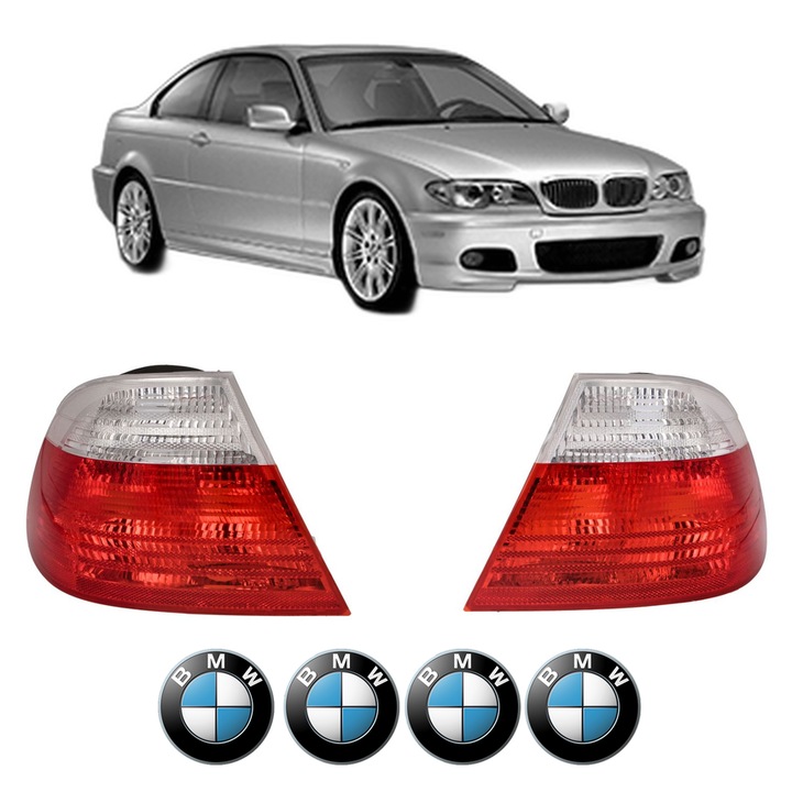 Set Stopuri Spate Stanga Dreapta BMW Seria 3 Coupe (E46) din 1998-2006, Auto, TYC, 4x Stickere auto cu BMW