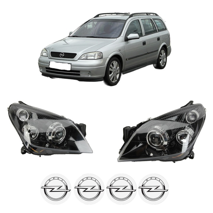 Set Faruri Stanga Dreapta Fata OPEL ASTRA H Estate Van (L70) din 2004-2014, Auto, DEPO, 4x Stickere auto cu OPEL