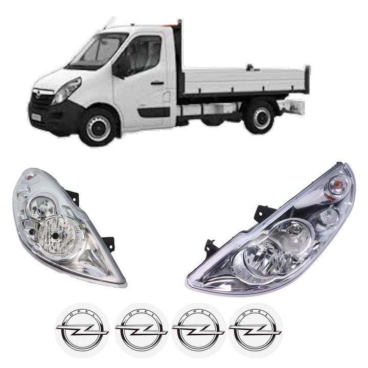 Set Faruri Stanga Dreapta Fata OPEL MOVANO B Platform/Chassis (X62) din 2010-2019, Auto, DEPO, 4x Stickere auto cu OPEL