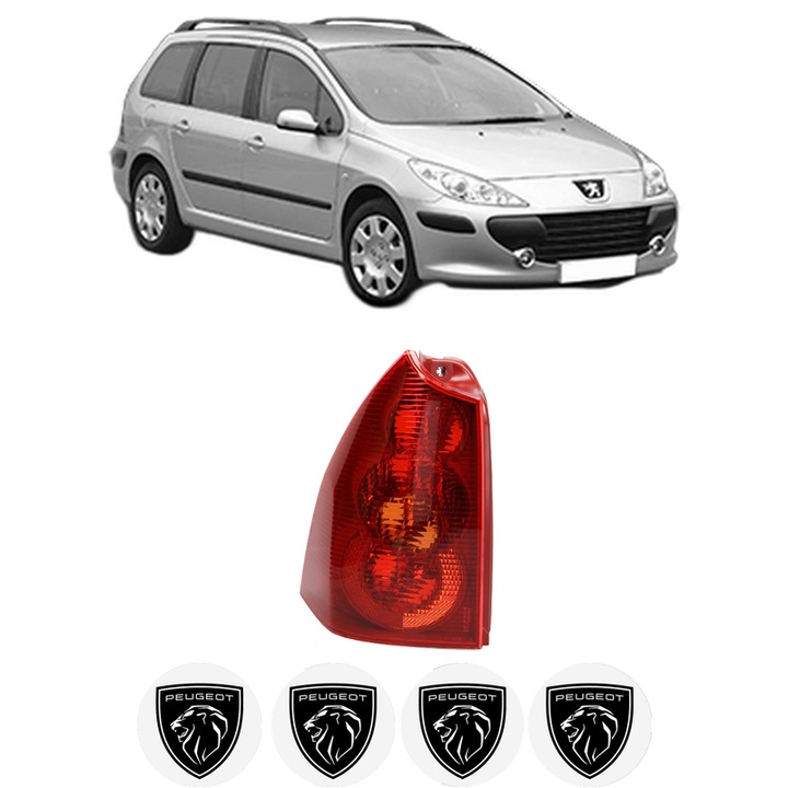 Lampa Stop Spate Stanga PEUGEOT 307 Break (3E) din 2002-2009, Auto, TYC, 4x Stickere auto cu PEUGEOT