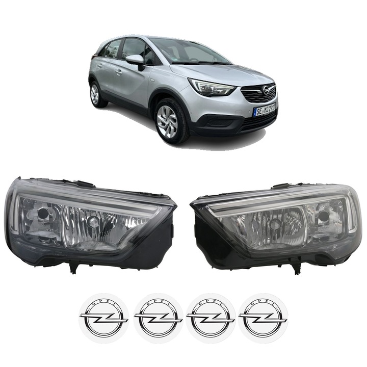 Set Faruri Stanga Dreapta Fata OPEL CROSSLAND X / CROSSLAND (P17, P2QO) din 2017-2020, Auto, DEPO, 4x Stickere auto cu OPEL