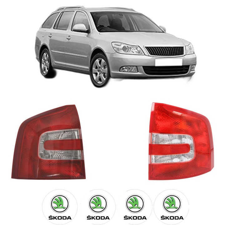 Set Stopuri Spate Stanga Dreapta SKODA OCTAVIA II Combi (1Z5) din 2004-2013, Auto, TYC, 4x Stickere auto cu SKODA