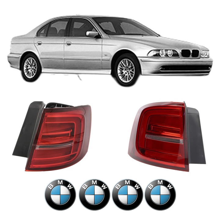 Set Stopuri Spate Stanga Dreapta BMW Seria 5 (E39) din 1995-2003, Auto, DEPO, 4x Stickere auto cu BMW
