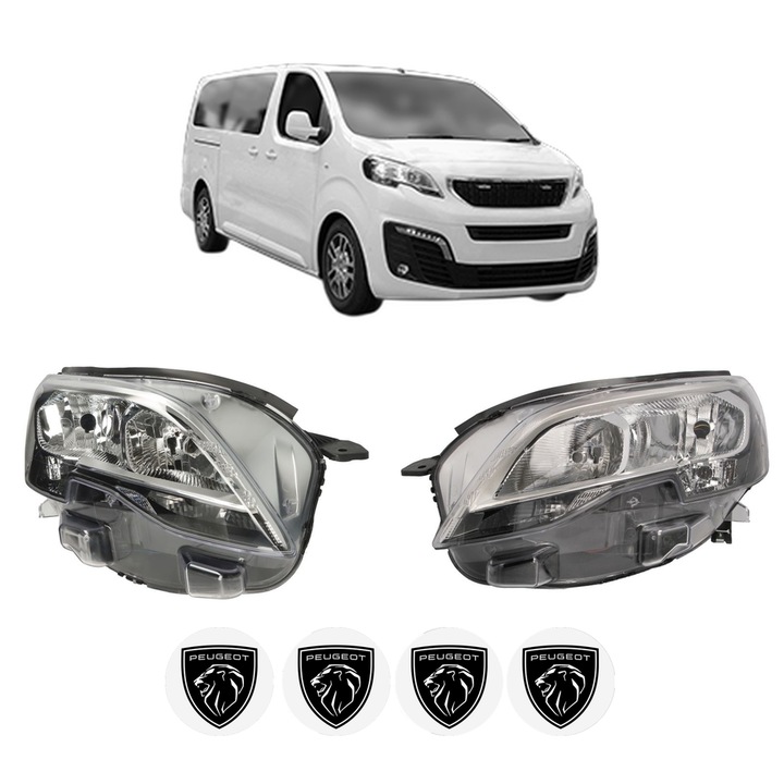 Set Faruri Stanga Dreapta Fata PEUGEOT EXPERT Bus (V_) din 2016-2023, Auto, DEPO, 4x Stickere auto cu PEUGEOT
