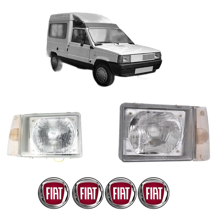 Set Faruri Stanga Dreapta Fata FIAT PANDA Hatchback Van (141_) din 1986-2004, Auto, DEPO, 4x Stickere auto cu FIAT