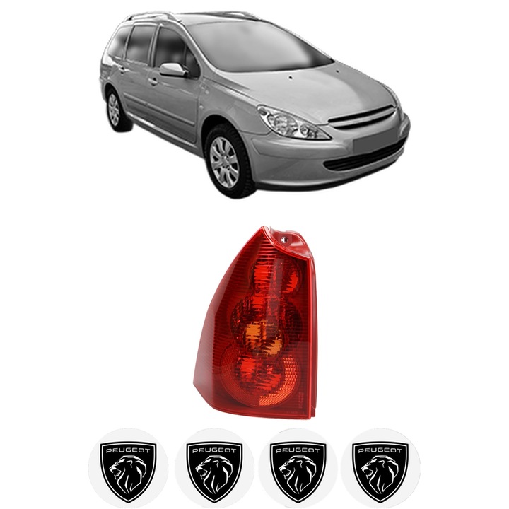 Lampa Stop Spate Stanga PEUGEOT 307 SW Estate Van (3E_, 3H_) din 2003-2009, Auto, TYC, 4x Stickere auto cu PEUGEOT