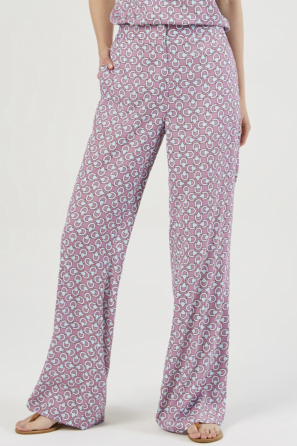 Just Like You, Pantaloni cu croiala ampla si model, Lila, 36