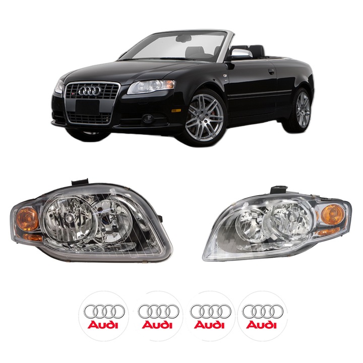 Set Faruri Stanga Dreapta Fata AUDI A4 B7 Convertible (8HE) din 2006-2009, Auto, TYC, 4x Stickere auto cu AUDI