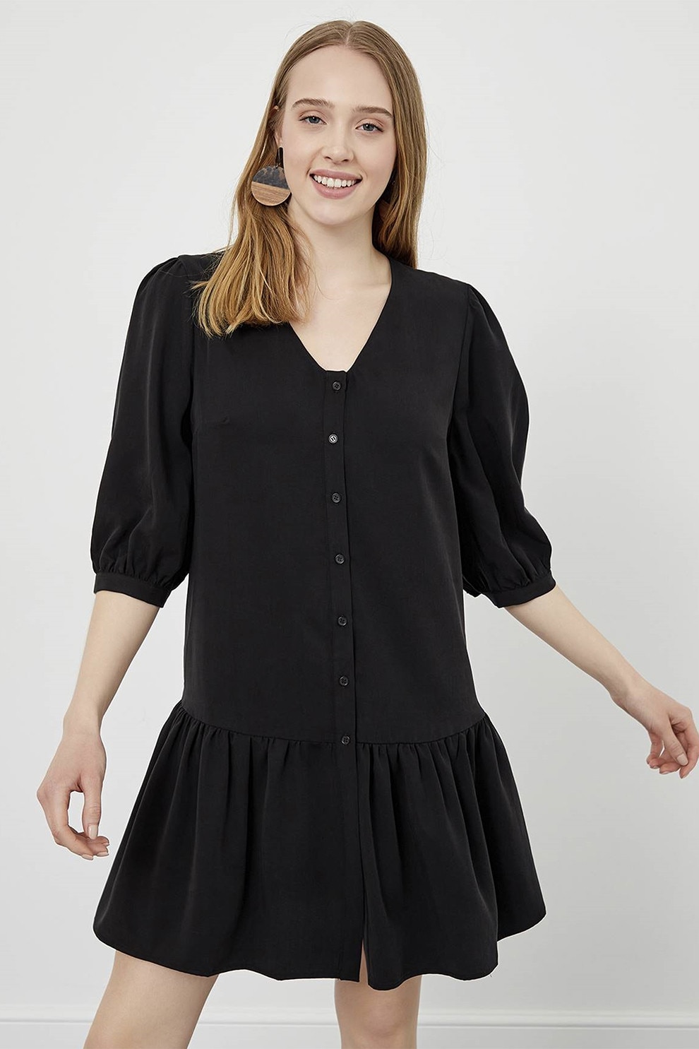 Just Like You, Rochie lejera cu maneci 3/4, Negru, 38