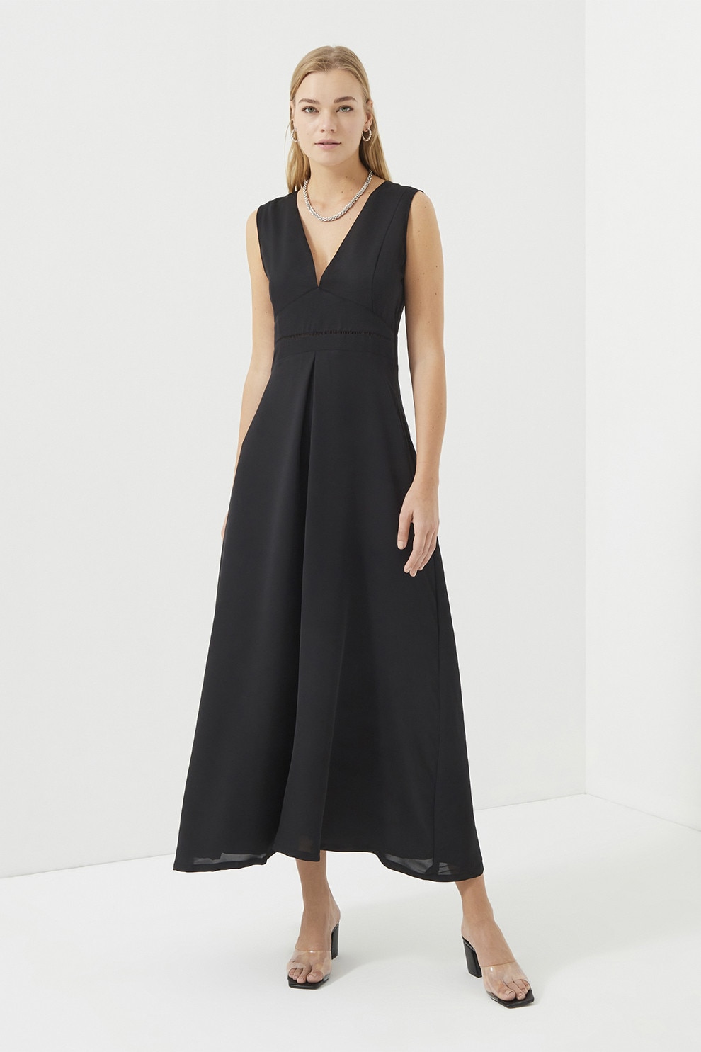 Just Like You, Rochie cu insertie crosetata, Negru, 36