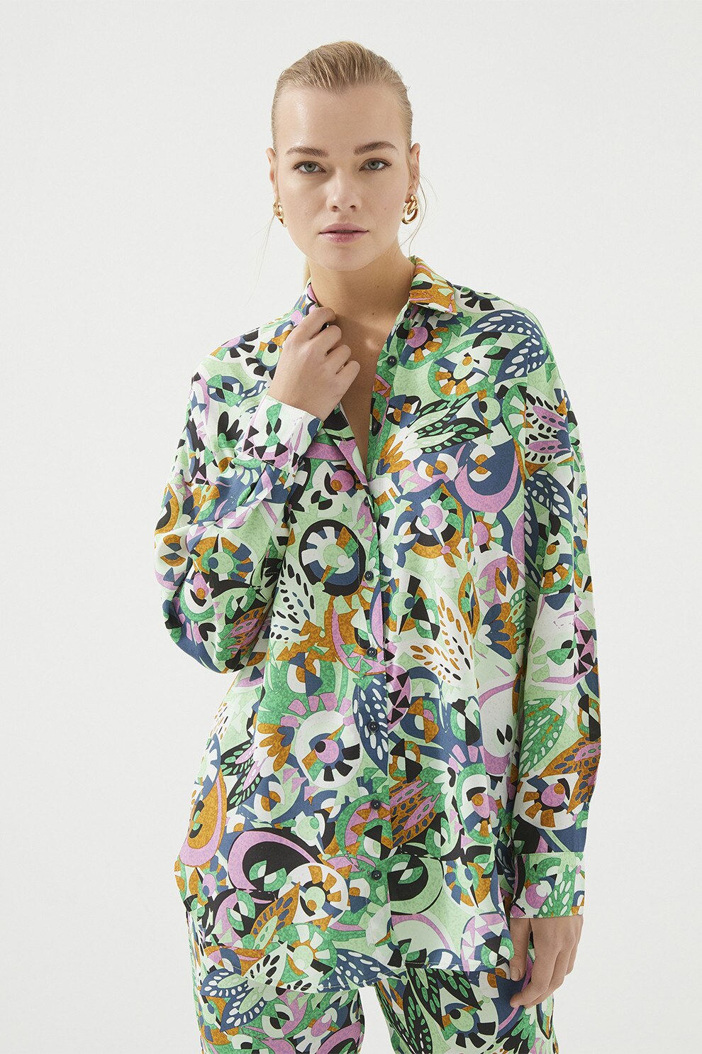 Just Like You, Camasa regular-fit cu model, Multicolor, 34
