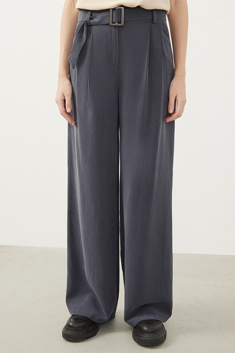 Just Like You, Pantaloni lejeri din amestec de lyocell cu curea, Bleumarin