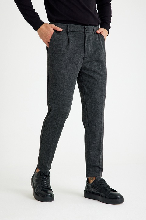 Just Like You, Pantaloni conici cu pliuri inversate pe partea din fata, Gri carbune