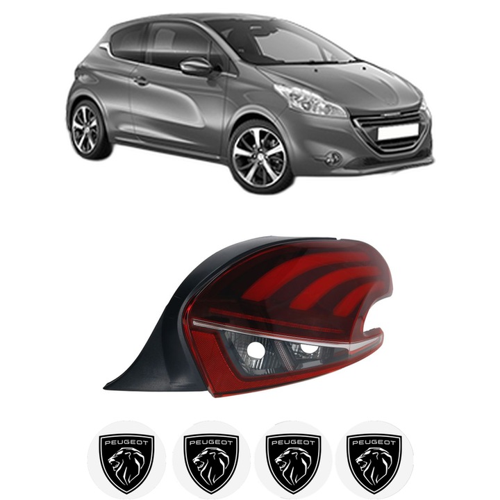 Lampa Stop Spate Dreapta PEUGEOT 208 I (CA_, CC_) din 2012-2019, Auto, DEPO, 4x Stickere auto cu PEUGEOT