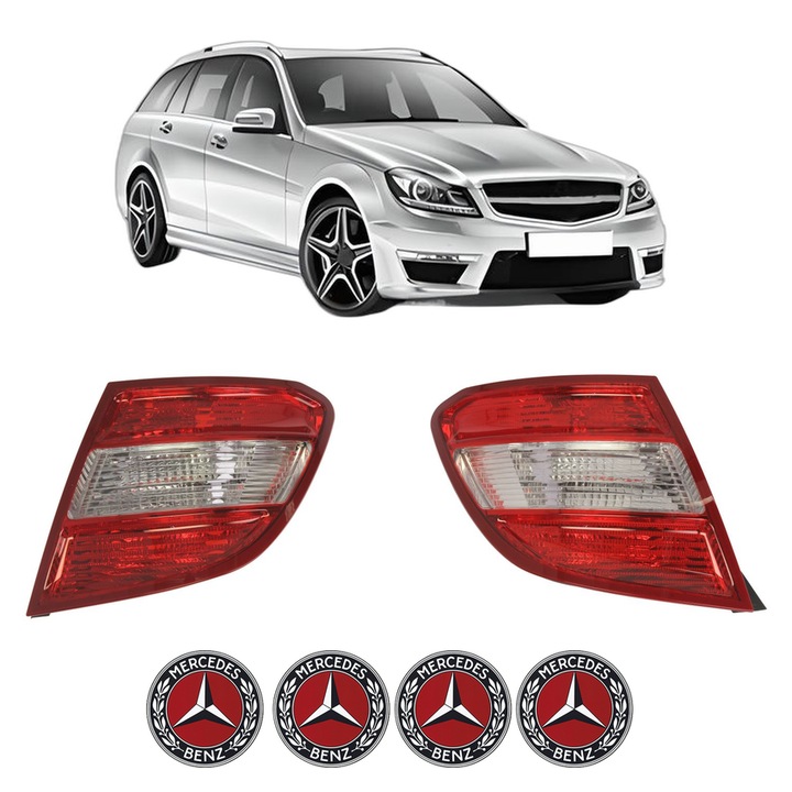Set Stopuri Spate Stanga Dreapta MERCEDES-BENZ C-CLASS T-Model (S204) din 2007-2014, Auto, DEPO, 4x Stickere auto cu MERCEDES-BENZ