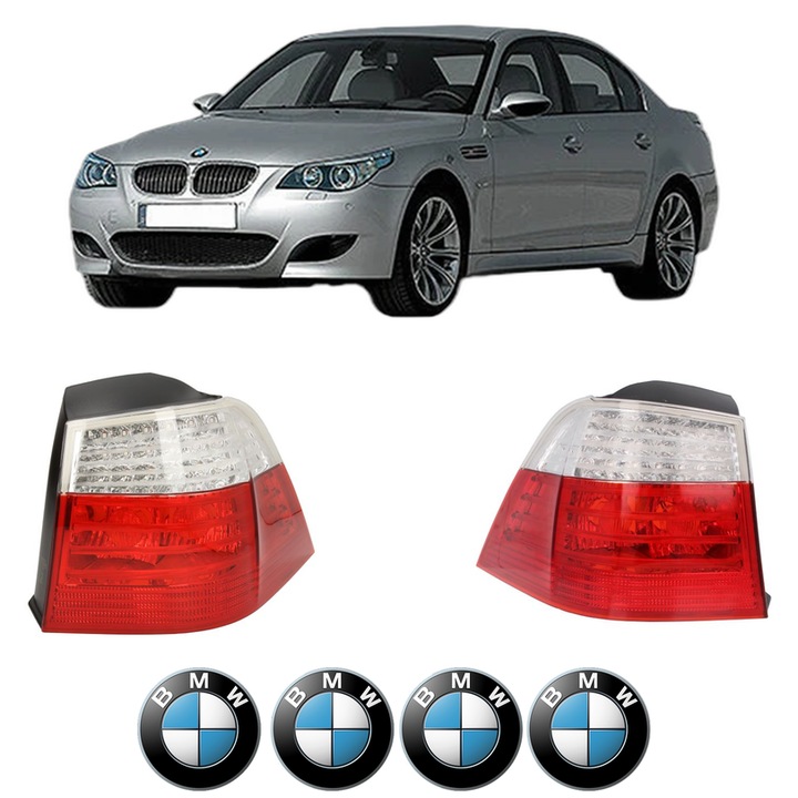 Set Stopuri Spate Stanga Dreapta BMW Seria 5 (E60) din 2001-2010, Auto, DEPO, 4x Stickere auto cu BMW