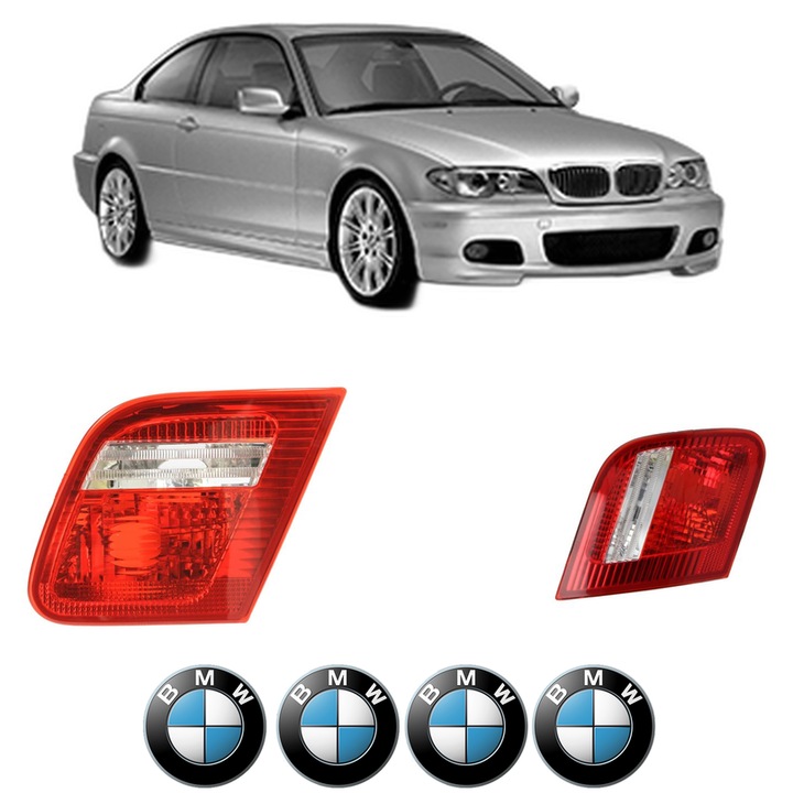 Set Stopuri Spate Stanga Dreapta BMW Seria 3 Coupe (E46) din 1998-2006, Auto, DEPO, 4x Stickere auto cu BMW
