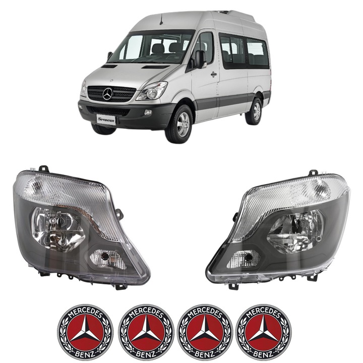 Set Faruri Stanga Dreapta Fata MERCEDES-BENZ SPRINTER 3-t Bus (B906) din 2006-2018, Auto, TYC, 4x Stickere auto cu MERCEDES-BENZ
