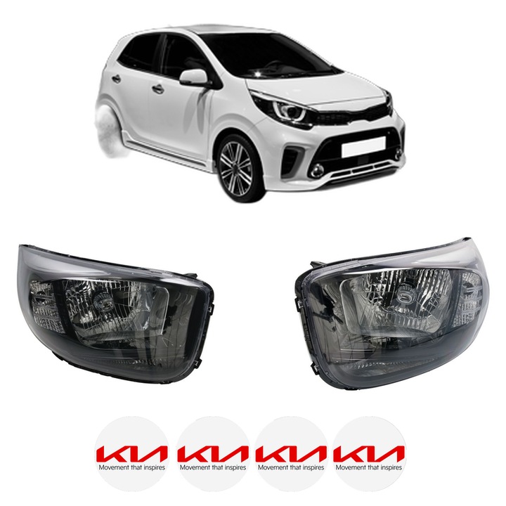 Set Faruri Stanga Dreapta Fata KIA PICANTO III (JA) din 2017-2018, Auto, TYC, 4x Stickere auto cu KIA