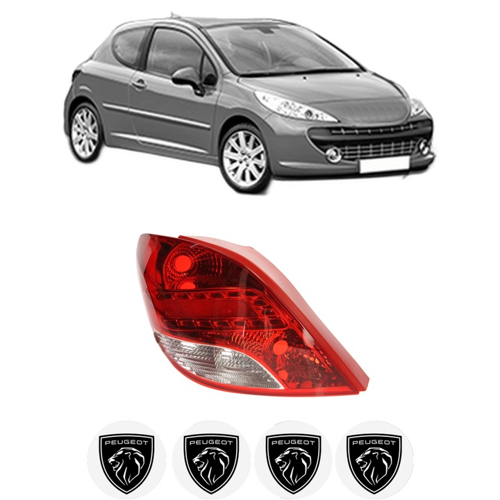 Lampa Stop Spate Stanga PEUGEOT 207 (WA_, WC_) din 2006-2015, Auto, TYC, 4x Stickere auto cu PEUGEOT