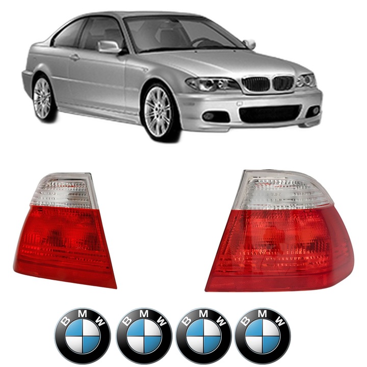 Set Stopuri Spate Stanga Dreapta BMW Seria 3 Coupe (E46) din 1998-2006, Auto, TYC, 4x Stickere auto cu BMW