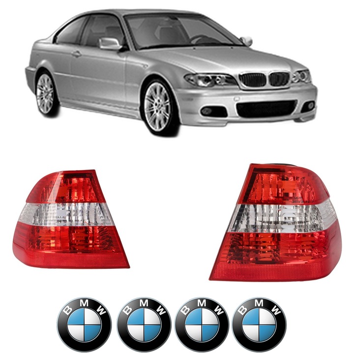 Set Stopuri Spate Stanga Dreapta BMW Seria 3 Coupe (E46) din 1998-2006, Auto, TYC, 4x Stickere auto cu BMW