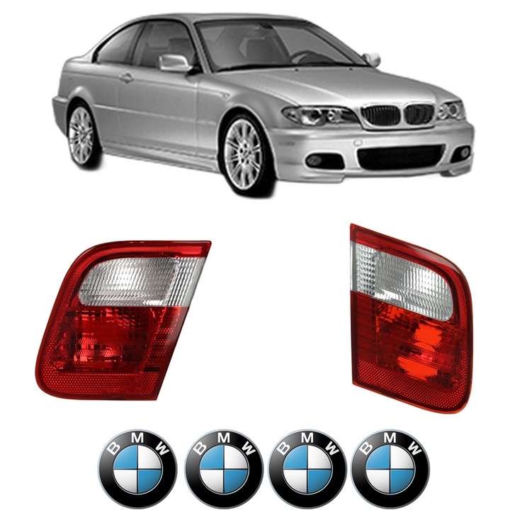 Set Stopuri Spate Stanga Dreapta BMW Seria 3 Coupe (E46) din 1998-2006, Auto, DEPO, 4x Stickere auto cu BMW