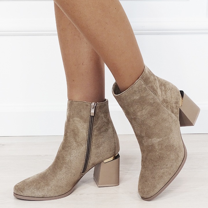 Елегантни светлокафяви боти 7607-2 116 18631, Каки