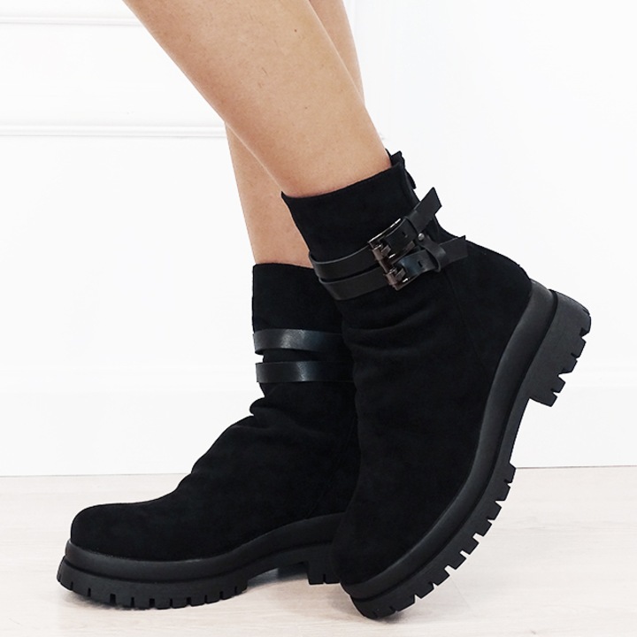 Дамски ежедневни ботуши B-7673 115 11208, Черни, Черен