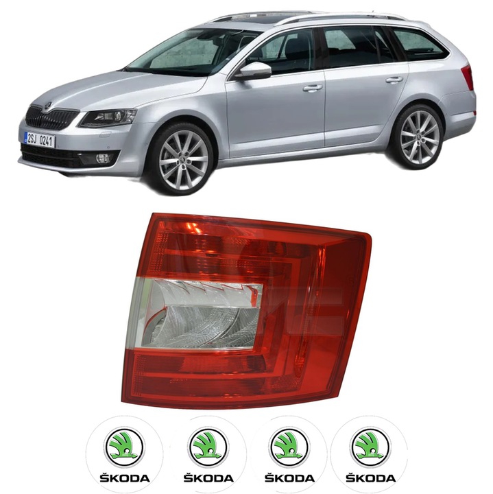 Lampa Stop Spate Dreapta SKODA OCTAVIA III Combi (5E5, 5E6) din 2012-2020, Auto, TYC, 4x Stickere auto cu SKODA