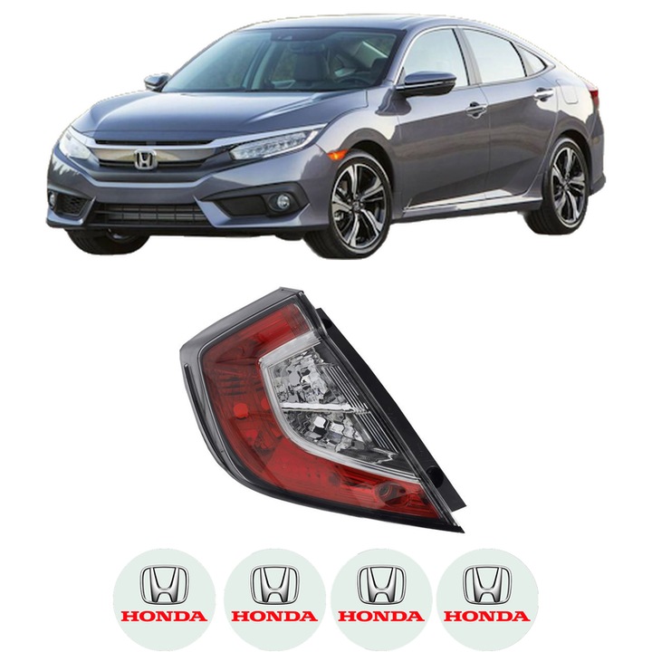 Lampa Stop Spate Stanga HONDA CIVIC X Hatchback (FC_, FK_) din 2017-2022, Auto, DEPO, 4x Stickere auto cu HONDA