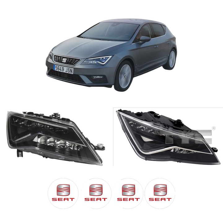 Set Faruri Stanga Dreapta Fata SEAT LEON Hatchback Van (5F1) din 2017-2018, Auto, TYC, 4x Stickere auto cu SEAT
