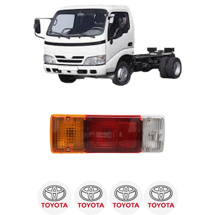 Lampa Stop Spate Stanga TOYOTA DYNA Platform/Chassis (KD_, LY_, _Y2_, _U3_, _U4_, _U6_, _U8 din 2001-2011, Auto, DEPO, 4x Stickere auto cu TOYOTA