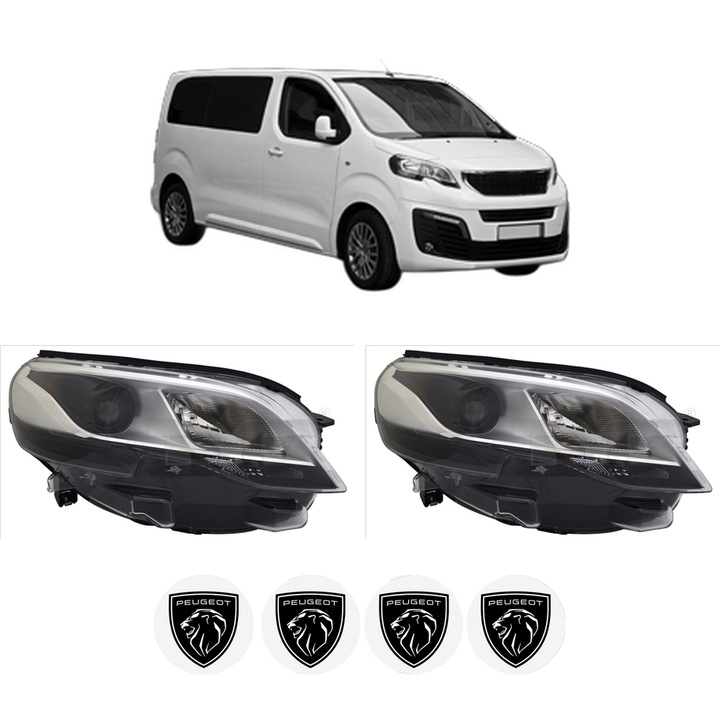 Set Faruri Stanga Dreapta Fata PEUGEOT TRAVELLER Bus (V_) din 2016-2023, Auto, TYC, 4x Stickere auto cu PEUGEOT