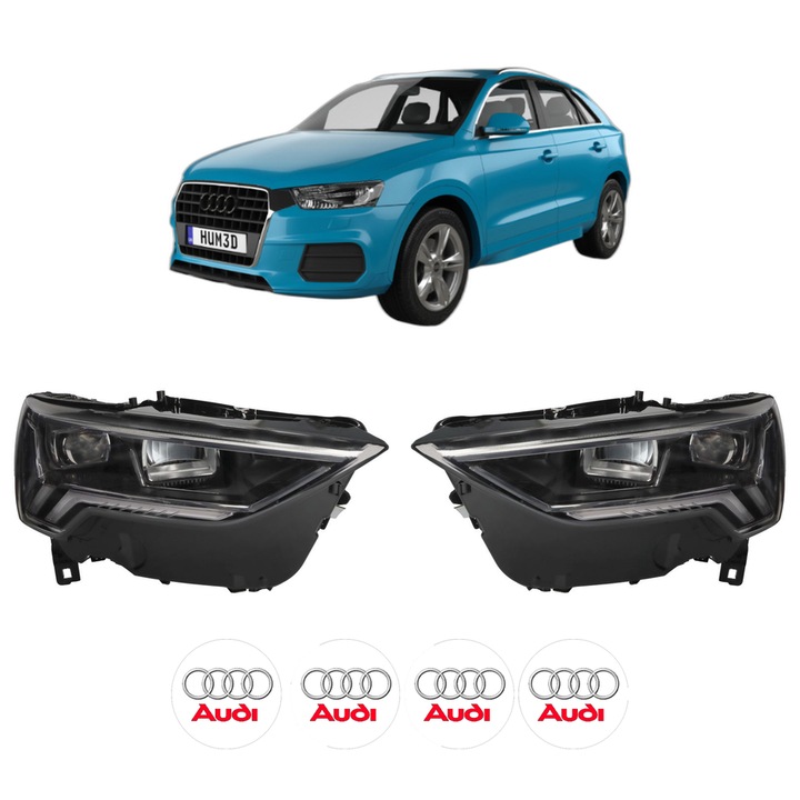 Set Faruri Stanga Dreapta Fata AUDI Q3 (F3B) din 2018-2024, Auto, TYC, 4x Stickere auto cu AUDI