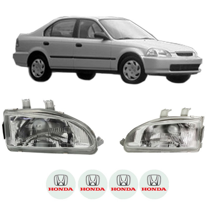 Set Faruri Stanga Dreapta Fata HONDA CIVIC V Saloon (EG, EH) din 1991-1995, Auto, TYC, 4x Stickere auto cu HONDA