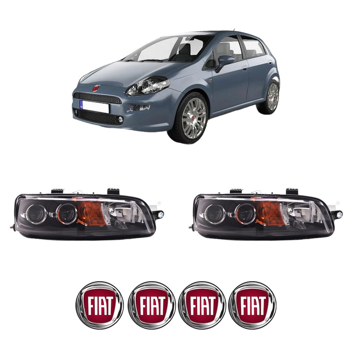 Set Faruri Stanga Dreapta Fata FIAT PUNTO Hatchback Van (199_) din 2008-2012, Auto, TYC, 4x Stickere auto cu FIAT