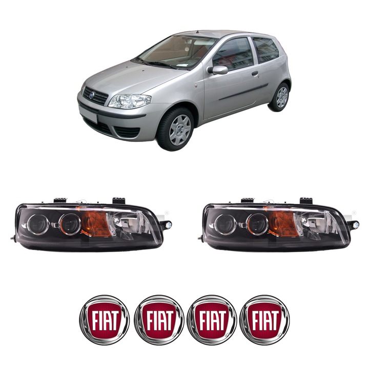 Set Faruri Stanga Dreapta Fata FIAT PUNTO Hatchback Van (188_) din 2000-2010, Auto, TYC, 4x Stickere auto cu FIAT
