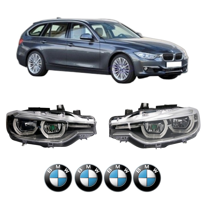 Set Faruri Stanga Dreapta Fata BMW Seria 3 Touring (F31) din 2012-2019, Auto, TYC, 4x Stickere auto cu BMW