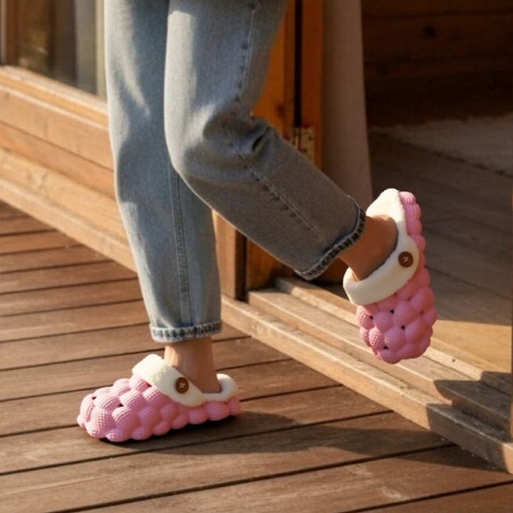 Papuci de casa pufosi 809roz 121754, Roz, 38-39