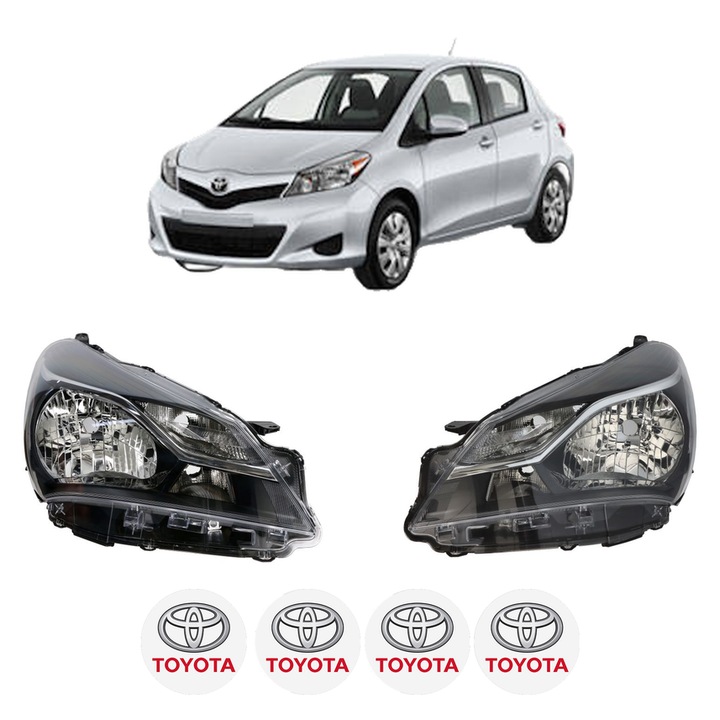 Set Faruri Stanga Dreapta Fata TOYOTA YARIS Hatchback Van (_P13_) din 2012-2020, Auto, DEPO, 4x Stickere auto cu TOYOTA